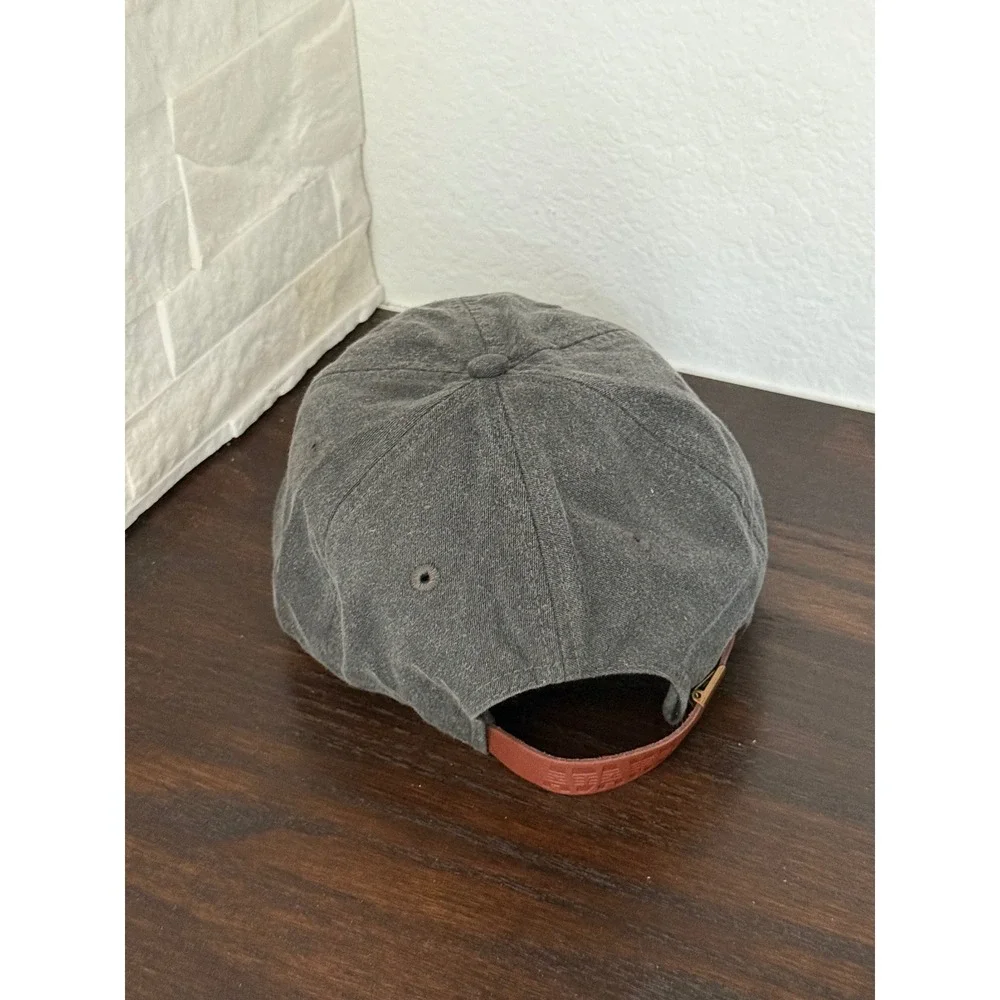 Google Logo Hat Adams Headwear Charcoal Gray Washed Cotton Leather Strapback Cap